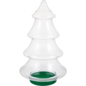 Gadpiparty Christmas Candy Jar Xmas Tree Cookie Jar Clear Plastic Biscuits Jars Decorative Party Favor Box Novelty Food Storage Container for Christmas Decoration Supplies 3.25L