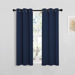 NICETOWN Blackout Draperies Curtains, All Season Thermal Insulated Solid Grommet Top Blackout Curtains/Drapes for Kid's Room (Navy, 1 Pair, 29 x 45 Inch)