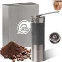 L6 Manual Coffee Grinder with Straight Handle, Hand Coffee Grinder for Espresso, Moka, Drip, French Press with External Adjustment Ring, Precision-Consistent Stainless Steel Conical Burr