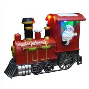 MerryPulse Christmas Train Ornaments with Steam Effects, Multicolor Santa Christmas Table Decorations