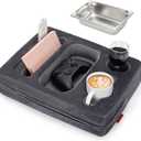 Couch Cup Holder Pillow - Sofa Cup Holder with Stainless Steel Bowl Couch Drink Caddy Remote Snacks Cozy Mug Cupholder Buddy for Bed, Car, Man Cave, Rv, Tv, Backseat (Grey) (15.5 x 11.3 inch)
