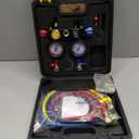 Orion Motor Tech 4 Way AC Gauge Set for R410a R22 R134a Refrigerant, 4 Valve Automotive AC Manifold with 5ft Hoses, R410a Adapters, Can Tap