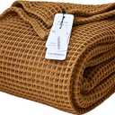 100% Turkish Cotton Throw Blanket King Size Caramel - Premium Quality, Light and Airy Waffle Weave All-Season Quilt - Lux Decorative Bedspread (Caramel, King Size 95" x 110" Inch)