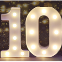 Pooqla Decorative Led Light Up Number Letters, White Plastic Marquee Number Lights Sign for 10th Birthday Party Wedding Decor Battery Operated Number (10)