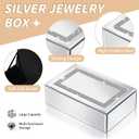 Luxury Mirrored Jewelry Box with Crushed Diamond - Glass Jewelry Box Organizer Storage Ring Holder Case for Women