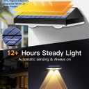 Solar Fence Lights Outdoor, Solar Wall Lights, 12 Pack | lP65 Weatherproof, 3 Lighting Modes, 500mAh Battery, for Garden, Yard, Balcony