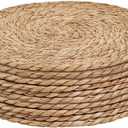 31 Packs 12 Inch Woven Placemats, 30cm Round Natural Rattan Tablemats, Water Hyacinth Rattan Chargers for Dining Table, Brown