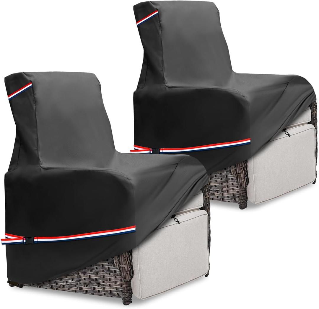 Outdoor Recliner Chair Covers 2 Pack,Patio Swivel Chair Covers,600D Heavy Duty Waterproof Patio Rocking Chairs Cover,Outdoor Furniture Covers for All Weather Protection.Black (31.5''D x 31''W x 41''H)