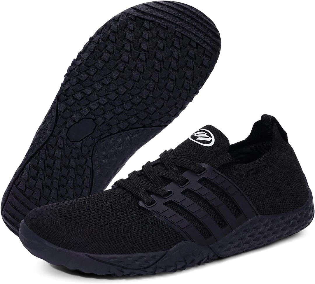 Hike Barefoot Shoes Wide Toe Box Shoes for Women Men Footwear, Minimalist Zero Drop Non-Slip Walking Sneakers, Lightweight Comfortable Casual Shoe Training Running Gym Fashion Sneakers (A1-black)