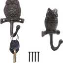 Cast Iron Owl Wall Hooks Rustic Outdoor Towel Hooks Home Hang Clothes Hats Animal Key Holder for Wall Indoor Farmhouse Decorative Hooks 2 Pcs (Owl)