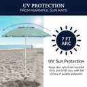 7 FT Caribbean Joe Beach Umbrella, Portable and Adjustable Tilt Sun Umbrella with UV Protection, Vented Canopy, Sand Screw Anchor