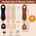 10 PCS Leather Snap Buckles, Mixed Colors, 3.6x1in, Durable PU Leather, Metal Snap Button Closure, Sew On Purse Closure Fasteners for DIY backpacks Bags Wallets Jackets Notebook Purse Crafts