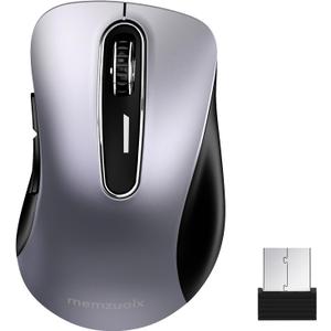 memzuoix 2.4G Wireless Mouse, 1400 DPI Mobile Optical Cordless Mouse with USB Receiver, Portable Computer Mice Wireless Mice for Laptop, PC, Desktop, MacBook, 5 Buttons (Gunmetal)