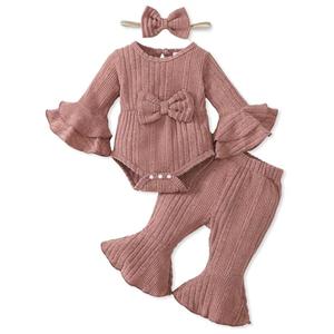 SUNNY PIGGY Newborn Baby 0-3 Months Girl Clothes Newborn Girl Outfits Pink Infant Fall Winter Outfits With Headband
