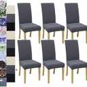 Dining Chair Covers, Dining Room Chair Cover Set of 6, Stretch Kitchen Chair Covers, Detachable Washable Chair Cover, Parsons Chair Slipcovers Protective, for Home, Restaurant, Banquet (Pattern 17) (Art Leaf)