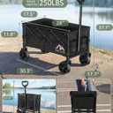 Collapsible Wagon Cart with Wheels - 250LBS Heavy Duty Folding Wagon for Groceries Shopping Outdoor Apartment Portable Foldable Utility Grocery Trolley, Black, L
