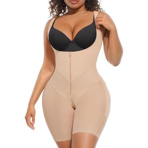 FeelinGirl Fajas Colombianas Moldeadoras Butt Lifting Shapewear Tummy Control Postpartum Faja Body Shaper with Zipper Crotch (XX-Large, Beige)