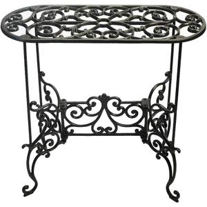Sungmor Heavy Duty Cast Iron Potted Plant Stand Garden Table - 22.6IN. 1 Tier Metal Stands - Decorative & Vintage Style Indoor Outdoor Corner Shelf for Planters Vases Lanterns Ornaments Books and More