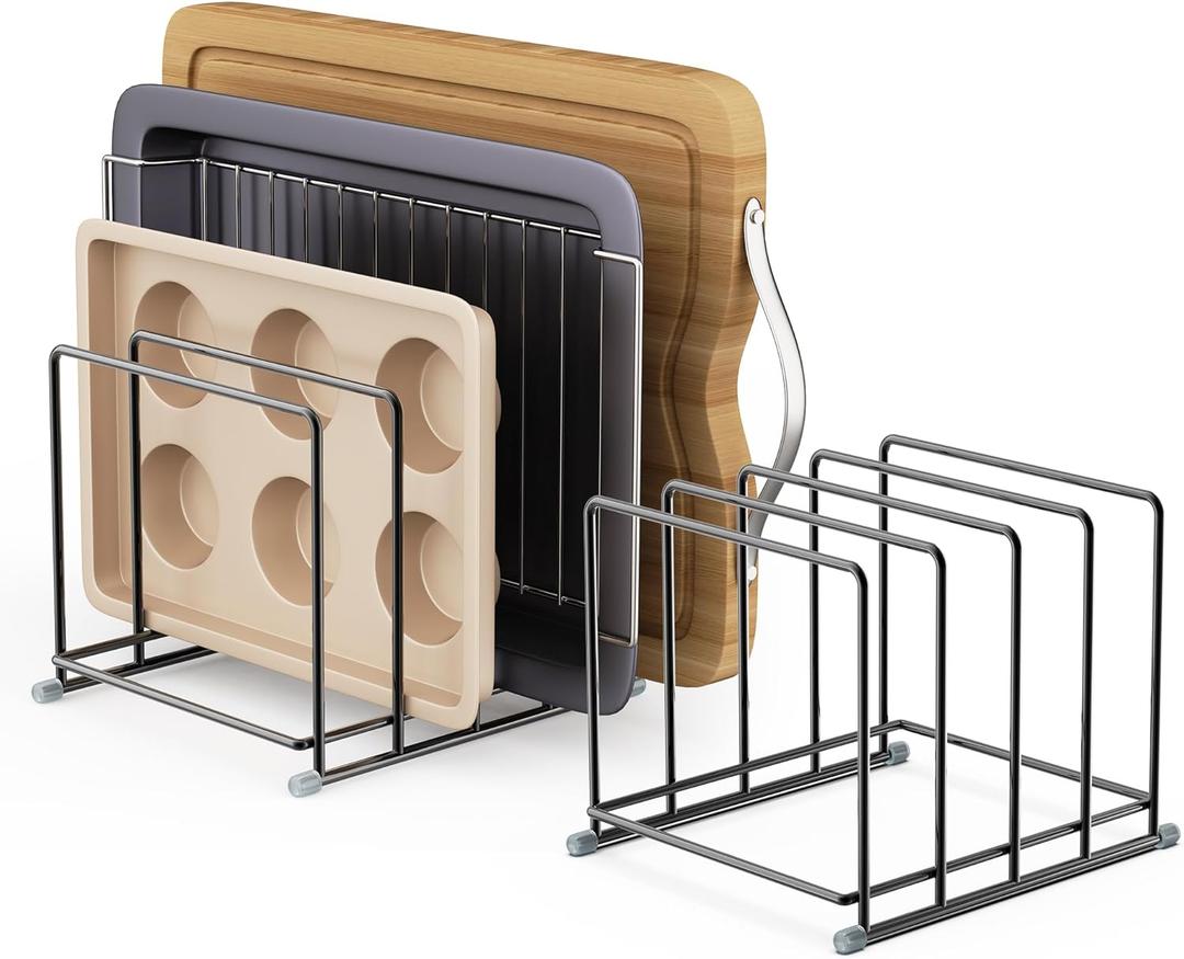 Cutting Board Organizer-1.6in Wide Kitchen Cutting Board Holder Stand for Pan, Baking Sheets, Cookie Sheets with 4 Slots, Baking Sheet Organizer(2PC-Large)