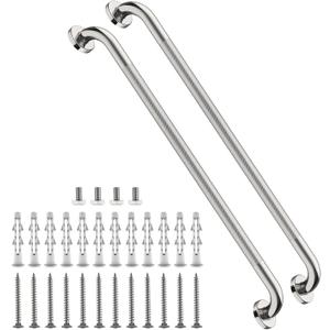36 Inch Anti Slip Shower Grab Bar,Munzong 2 Pack Bathroom Grab Bars and Showers,Brushed Nickel Knurled Handicap Balance Bar,Safety Hand Rail Support Elderly Senior Bath Handle