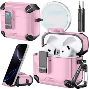 Inesore Compatible with AirPods 4th Case with Phone Stand & Cleaning Kit,Compatible with Magsafe,Magnetic Automatic Lock for Airpods 4 with Active Noise Cancellation Charging Cover (2024)