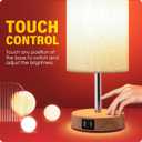 Yarra-Decor Bedside Table Lamp with USB Ports - Touch Control for Bedroom 3 Way Dimmable Nightstand Lamp with Round Fabric Shade for Living Room, Dorm, Home Office, Corded Electric, Without Battery