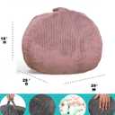 Classic Bean Bag Chair, with Faux Rabbit Fur Cover for Teens and Kids, Memory Foam Bean Bag Chairs, Ultra Soft Faux Fur Fabric, 2.5 feet Round Fluffy Bean Bag Sofa (Dusty Pink)