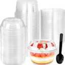 Jnnzzggu 60Pcs Plastic Dessert Cups with Lid,12 oz Disposable Clear Parfait Cups,Snack Bowls for Parties,Weddings,Cupcake,Pudding,Ice Cream,Yogurt,Appetizers,Fruits,Mousse