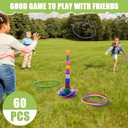 Wettarn 60 Pcs Large Plastic Ring Toss Multicolor Throwing Carnival Rings Speed and Agility Practice Games, Garden Backyard Lawn Outdoor Games(10 Inch,Bright Color)