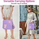 Insulated Nylon Lunch Box for Girls, Kids, and Women-Stylish Purple Preppy Large Lunch Bag with Adjustable Strap and Chenille Letter 'F', Tote for School, Travel, and Picnics-Ideal Preppy Stuff Choice