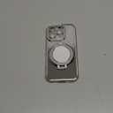 Magnetic Kickstand Glitter Case for iPhone 16 Pro,[Compatible with Magsafe] Luxury Bling Sparkly Rhinestones with Camera Protector Makeup Mirror Women Girls Case for iPhone 16 Pro 6.3",Silver