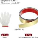 uxcell Gold Metalized Brushed Finish Molding Trim, Peel and Stick Stainless Steel, Flexible Self-Adhesive Metal Trim with Glove for Wall, and Craft Decoration (16.4ft x 1.57")