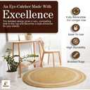 GRUHUM 9' ft Round Jute Cotton Area Rug - Natural Fiber Handmade Boho Farmhouse Jute Area Rug Soft Braided Rustic Vintage Reversible Indoor Outdoor Kitchen Bedroom Living Room Hallways 9ft Circle