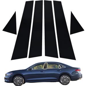 6PCS Car Auto Side Door Window Pillar Posts Cover Trim Gloss Black,Compatible with VW Passat Sedan 2011-2019