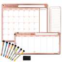 Magnetic Calendar for Fridge – Family Command Center with Monthly, Weekly & Grocery Boards – Dry Erase Whiteboard Set with 8 Markers & Eraser – Organize Meals, Chores & Schedules