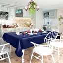 homing Rectangle Vinyl Tablecloth, Waterproof Spillproof Plastic Flannel Backed Table Cloth, Wipe Clean Table Cover for Dining, Buffet Parties and Camping (Navy Blue, 60" x 102")