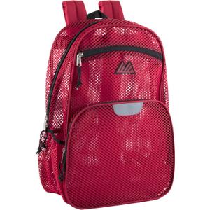 Summit Ridge Reflective Mesh School Backpack for Teens, Girls, Boys | Wire Frame Mesh Beach Backpack XL with Zipper (Red)