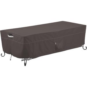Classic Accessories Ravenna Water-Resistant 60 Inch Rectangular Fire Pit Table Cover, Outdoor Table Cover (Dark Taupe/Mushroom/Espresso)