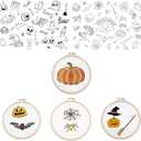 50pcs Water Soluble Embroidery Patterns 2 Sheets xA4 Halloween Printed Tracing Paper Embroidery Stabilizers Aunt Mothers Hand Embroidery Iron on Transfers DIY Lovers