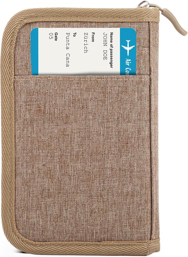 Passport Holder for Travel, Women Rfid Blocking Passport Wallet, Travel Essentials Premium Wallets, Waterproof Passport Holders Bag for Men Traveling, Travel Document Organizer Credit Cards Case (Single - Cream Khaki)