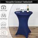 2 Pack 32x43 Inch Navy Blue Spandex Cocktail Table Covers, Fitted Round Cocktail Tablecloth, Stretch Highboy Table Cover Cloth for Wedding, Party, Banquet, Event