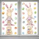 2 x Easter Window Clings, 12"x35", 2-Pack Large Bunny & Egg Static Stickers, Extra Wide Spring Decals with Bonus Colorful Egg Stickers for Glass Door Home