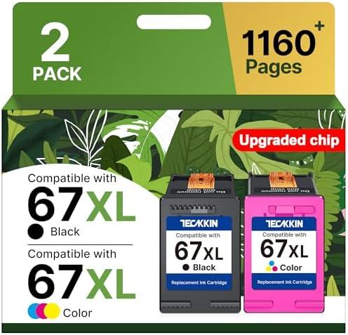 67XL Ink Cartridge Black/Color Combo Pack Replacement for HP Ink 67 67XL Printer Ink Works for HP DeskJet 2827e 4227e 2755e 2855e 2800 4155e 2755 2852e Envy 6055e 6000 6455e(2 Pack)