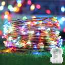 2 Pack Fairy Lights Battery Operated 200 LED 66Ft Silver Wire Starry String Lights Auto Timer 8 Modes Waterproof Mini String Lights for Outdoor Indoor Garden, Yard, Fence, Wedding Decor (Multicolor)