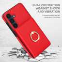 Wallet Case for Samsung Galaxy A16 5G 6.7" (RFID Blocking) PU Leather Folio Galaxy A16 Phone Case with Card Holder Ring Kickstand Shockproof Cover- Red