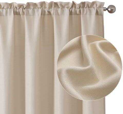 Chyhomenyc Bedroom Curtains 63 Inch Length 2 Panels, Faux Linen Textured Light Filtering Soft Airy Rod Pocket Window Treatment Drapes for Living Room, Each 40Wx63L, Linen Color : Home & Kitchen