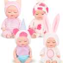 Hanaive 4 Pcs 4 Inch Mini Baby Dolls Lifelike Realistic Baby Dolls Animal Clothes Cute Tiny Gifts for Kids Birthday Party(Lovely Style)