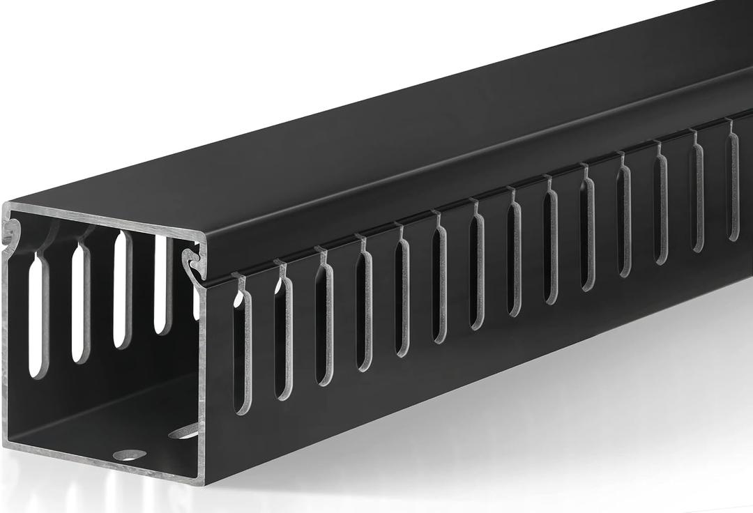 ZhiYo 2x2in Cable Raceway, Server Rack Cable Management Under Desk Cord Organizer, Electrical Safe PVC Cable Hider Open Slot Wire Raceway for Network/PC/TVs, Wire Duct Black