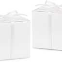 Hooqict 100 Pack Party Favor Boxes White Gift Boxes 2x2x2 inches Small Cardboard Gift Boxes with Lids and Ribbons Candy Treat Boxes for Gift Wrapping Wedding Favors Crafting Baby Shower Birthday