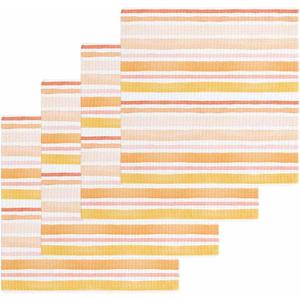 Gradient Orange Kitchen Dish Towels for Drying Dishes Set of 4, Waffle Weave Microfiber Terry Hand Tea Bathroom Towels Quick Dry & Absorbent Towels 12x12 Rustic Geometric Stripes Watercolor (12'' x 12'', 4PCS)